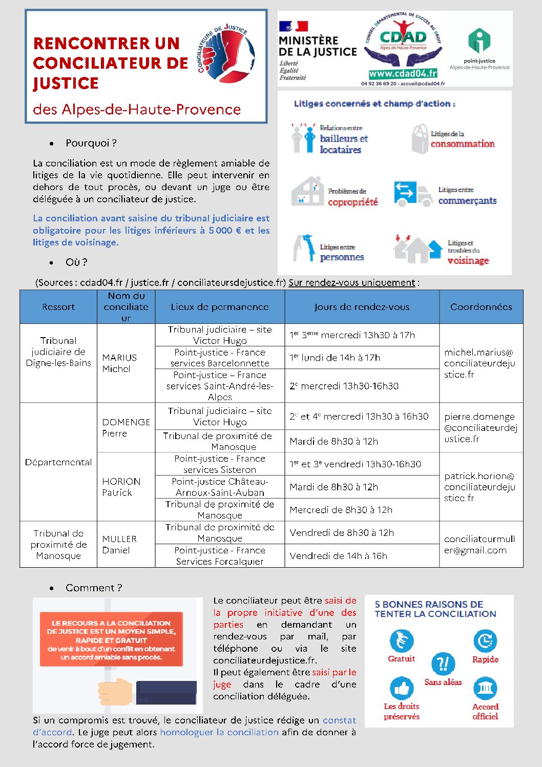 RENCONTRER UN CONCILIATEUR DE JUSTICE décembre 2022